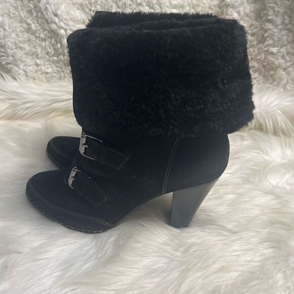 Sofft Womens Skagen Leather Black Suede Mid Calf Fold Over Cuff  Boots S… - Picture 4 of 11